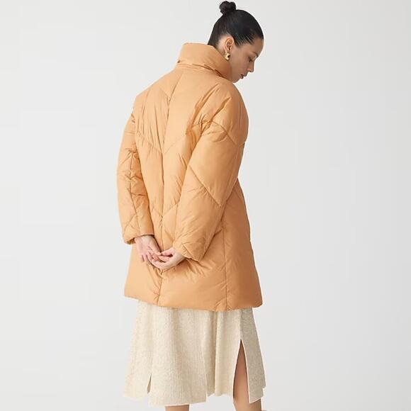 J. Crew Villa Shiny Puffer Coat Made with PrimaLoft in Sand Castle Size S NWT - Picture 2 of 15